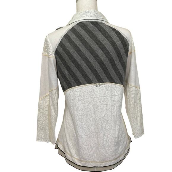 Parsley & Sage top, gray/white, small, patchwork, artsy, upcycled inspired - Picture 3 of 6